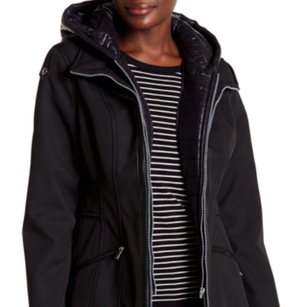 French Connection Quilted Bib & Hooded Coat